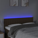 sengegavl med LED-lys 144x5x78/88 cm stof mørkebrun