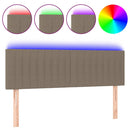 sengegavl med LED-lys 144x5x78/88 cm stof gråbrun