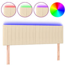 sengegavl med LED-lys 144x5x78/88 cm stof cremefarvet