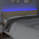 sengegavl med LED-lys 160x5x78/88 cm stof cremefarvet