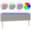sengegavl med LED-lys 180x5x78/88 cm stof lysegrå