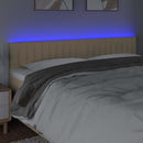 sengegavl med LED-lys 180x5x78/88 cm stof cremefarvet