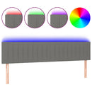 sengegavl med LED-lys 200x5x78/88 cm stof mørkegrå