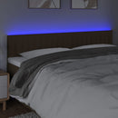 sengegavl med LED-lys 200x5x78/88 cm stof mørkebrun