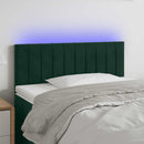 sengegavl med LED-lys 80x5x78/88 cm velour mørkegrøn