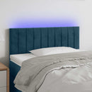 sengegavl med LED-lys 80x5x78/88 cm velour mørkeblå