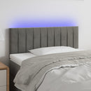 sengegavl med LED-lys 100x5x78/88 cm fløjl lysegrå