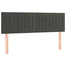 sengegavl med LED-lys 144x5x78/88 cm fløjl mørkegrå