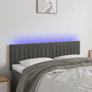sengegavl med LED-lys 144x5x78/88 cm fløjl mørkegrå