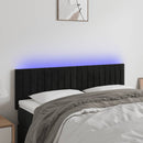 sengegavl med LED-lys 144x5x78/88 cm fløjl sort