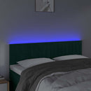 sengegavl med LED-lys 144x5x78/88 cm fløjl mørkegrøn