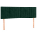 sengegavl med LED-lys 144x5x78/88 cm fløjl mørkegrøn
