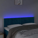 sengegavl med LED-lys 144x5x78/88 cm fløjl mørkeblå