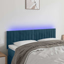 sengegavl med LED-lys 144x5x78/88 cm fløjl mørkeblå