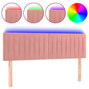 sengegavl med LED-lys 144x5x78/88 cm fløjl lyserød