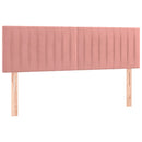 sengegavl med LED-lys 144x5x78/88 cm fløjl lyserød