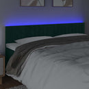 sengegavl med LED-lys 160x5x78/88 cm fløjl mørkegrøn