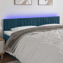 sengegavl med LED-lys 160x5x78/88 cm fløjl mørkeblå