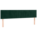 sengegavl med LED-lys 180x5x78/88 cm fløjl mørkegrøn