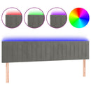 sengegavl med LED-lys 200x5x78/88 cm fløjl lysegrå