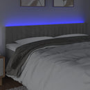 sengegavl med LED-lys 200x5x78/88 cm fløjl lysegrå
