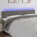sengegavl med LED-lys 200x5x78/88 cm fløjl lysegrå