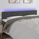 sengegavl med LED-lys 200x5x78/88 cm velour mørkegrå