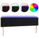 sengegavl med LED-lys 200x5x78/88 cm velour sort