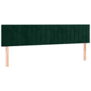 sengegavl med LED-lys 200x5x78/88 cm fløjl mørkegrøn