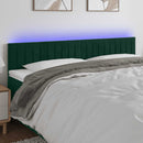 sengegavl med LED-lys 200x5x78/88 cm fløjl mørkegrøn