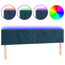 sengegavl med LED-lys 200x5x78/88 cm fløjl mørkeblå