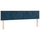 sengegavl med LED-lys 200x5x78/88 cm fløjl mørkeblå