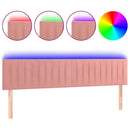 sengegavl med LED-lys 200x5x78/88 cm velour lyserød