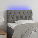 sengegavl med LED-lys 80x7x78/88 cm stof mørkegrå