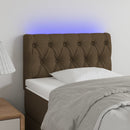 sengegavl med LED-lys 80x7x78/88 cm stof mørkebrun