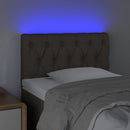 sengegavl med LED-lys 80x7x78/88 cm stof gråbrun