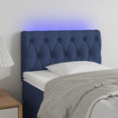 sengegavl med LED-lys 80x7x78/88 cm stof blå