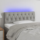 sengegavl med LED-lys 90x7x78/88 cm stof lysegrå