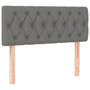 sengegavl med LED-lys 90x7x78/88 cm stof mørkegrå