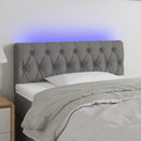 sengegavl med LED-lys 90x7x78/88 cm stof mørkegrå