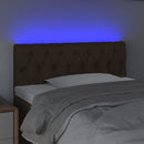 sengegavl med LED-lys 90x7x78/88 cm stof mørkebrun