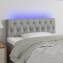 sengegavl med LED-lys 100x7x78/88 cm stof lysegrå