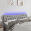 sengegavl med LED-lys 144x7x78/88 cm stof lysegrå