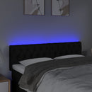 sengegavl med LED-lys 144x7x78/88 cm stof sort