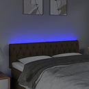 sengegavl med LED-lys 144x7x78/88 cm stof mørkebrun