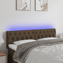 sengegavl med LED-lys 144x7x78/88 cm stof mørkebrun