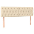 sengegavl med LED-lys 144x7x78/88 cm stof cremefarvet