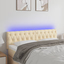 sengegavl med LED-lys 144x7x78/88 cm stof cremefarvet
