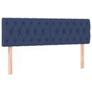 sengegavl med LED-lys 144x7x78/88 cm stof blå