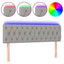 sengegavl med LED-lys 160x7x78/88 cm stof lysegrå